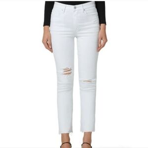 Joe's Jeans The Charlie Flawless White Distressed Ankle Jeans